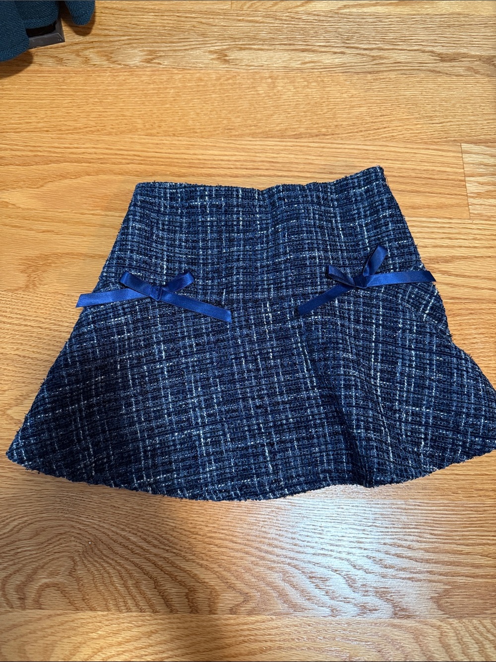 Disney Navy Tweed Circle Skirt with Ribbon Bows